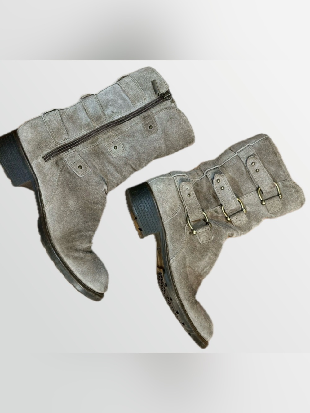 Clarks multi-buckle suede mid-calf boots US 7.5